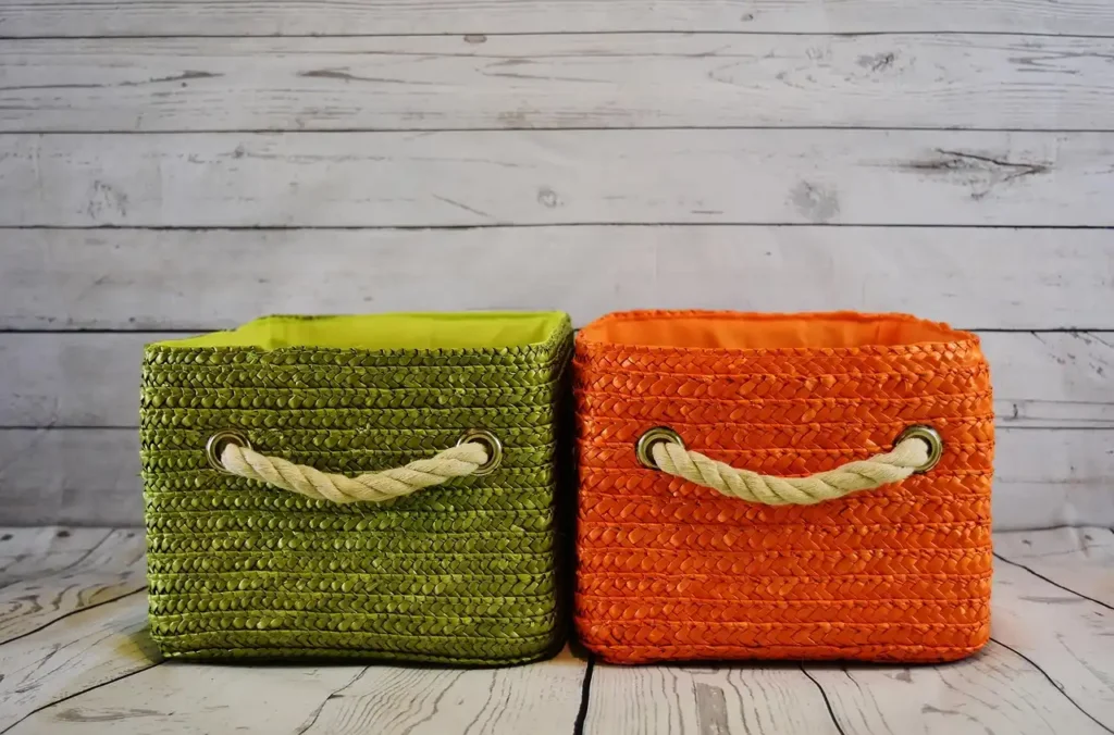 two baskets on a wood surface, Built-in Storage Solutions